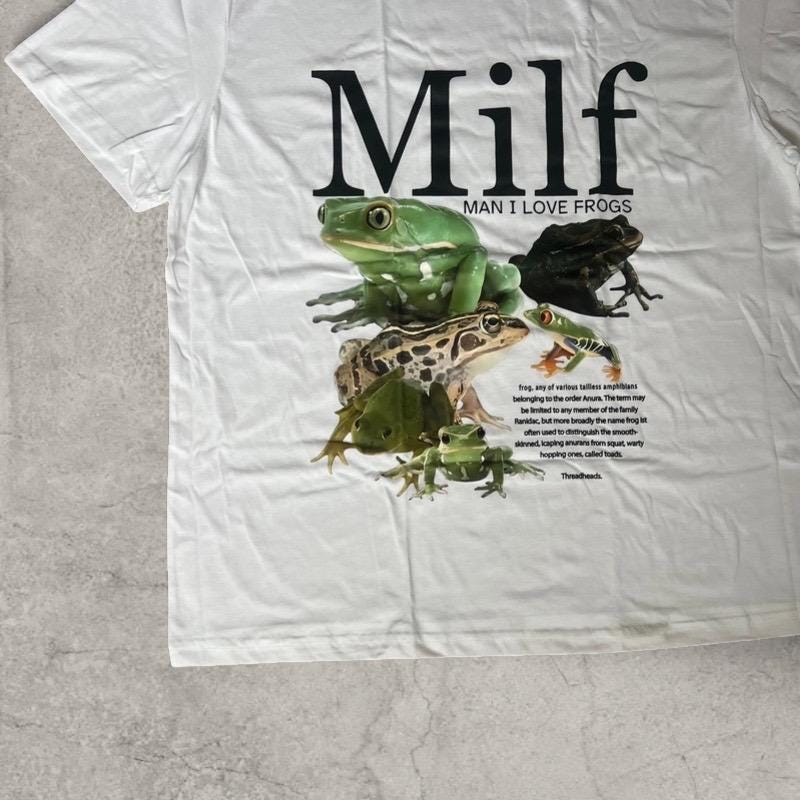 Milf vintage style T-shirt with back graphic in white.