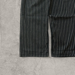 Vintage Style Striped Wide Leg Trousers: Grey/Black pinstripe, Drawstring Waist.