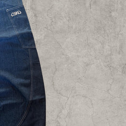 Cool wide leg skater Japanese style plaid jeans in navy blue.
