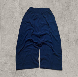 Wide leg corduroy trousers with elasticated waist in navy