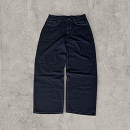 Cool wide leg skater Japanese style jeans in black with embroidery.