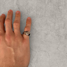 Cool vintage style silver colour stainless steel signet ring.
