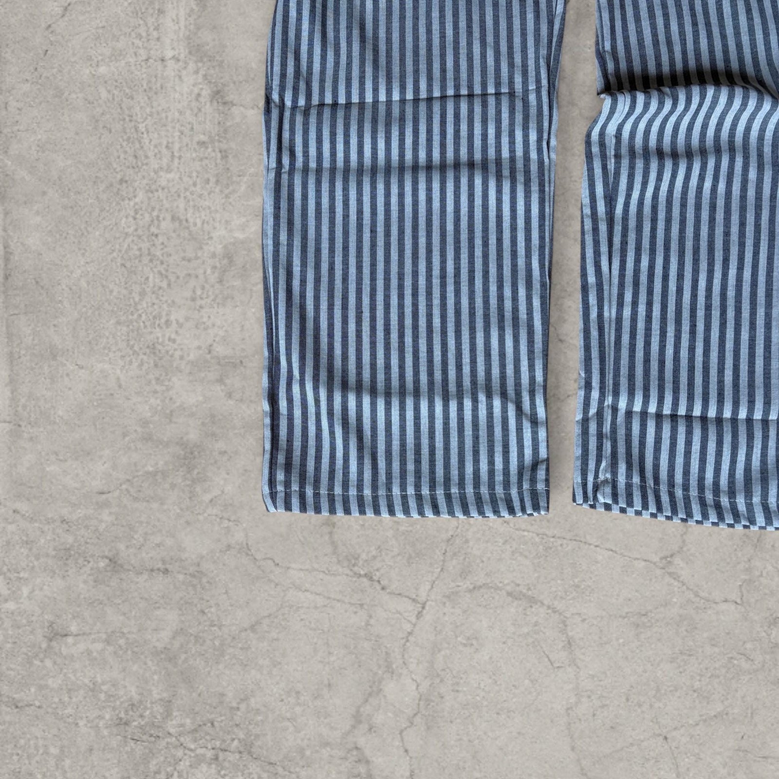 Vintage style baggy wide leg striped linen style trousers in grey/beige.