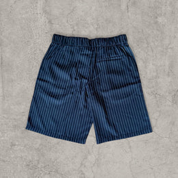 Insane baggy relaxed fit shorts in black pinstripe with pleats.