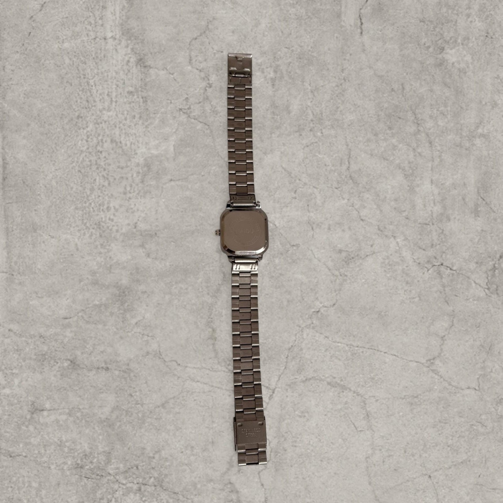 Cool retro metal chain link watch with square face in grey. One size.