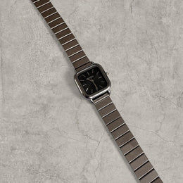 Cool retro metal chain link watch with square face in grey. One size.