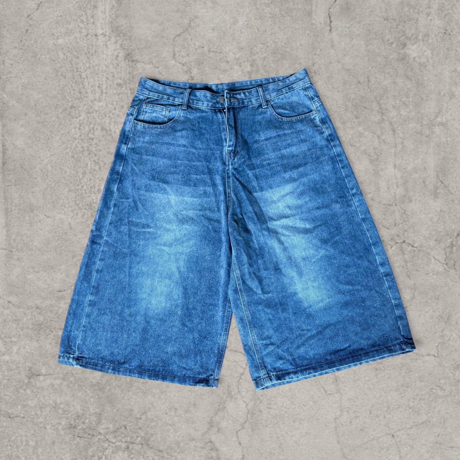Insane baggy relaxed fit shorts jorts in washed blue.