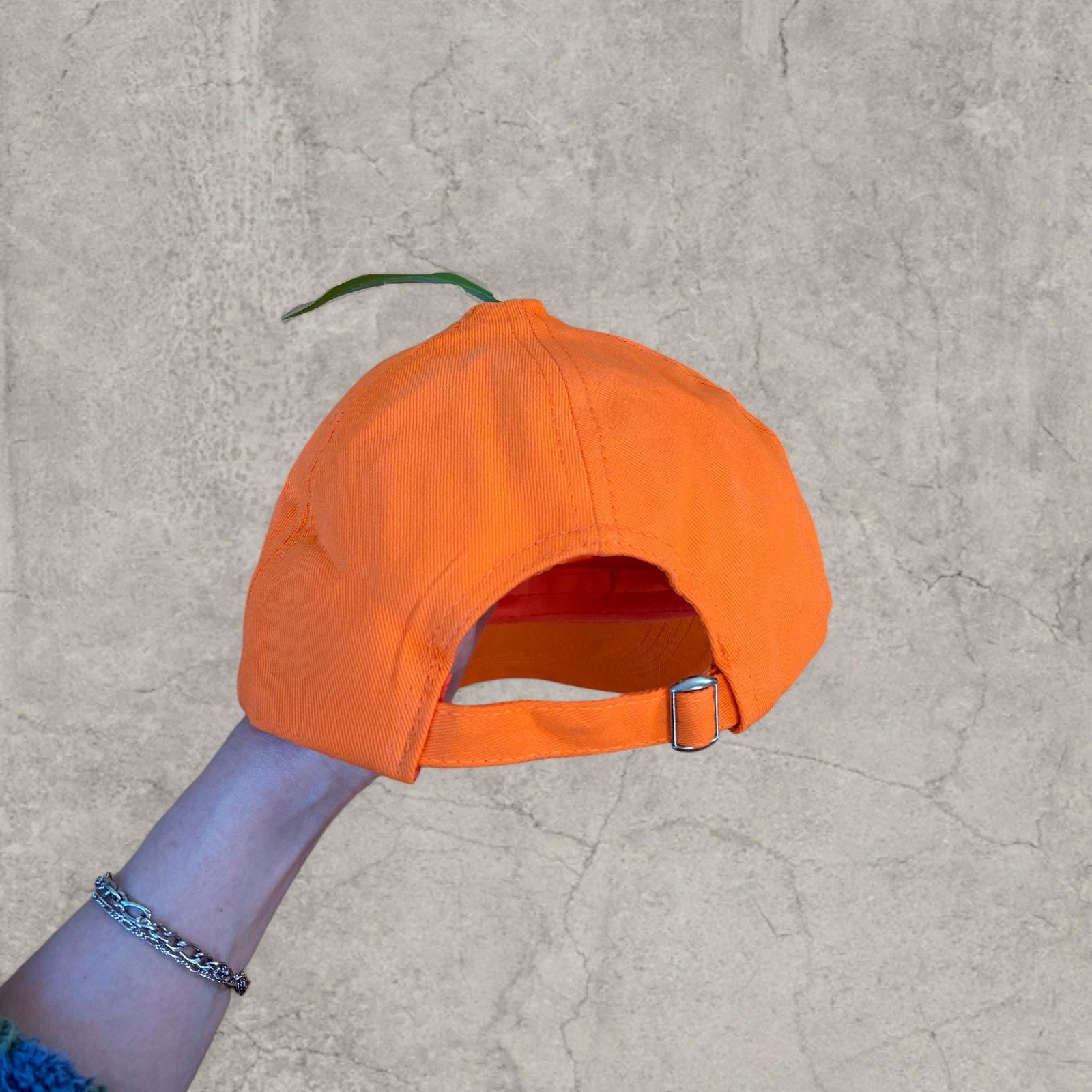 Vintage style baseball cap in orange with orange embroidered logo