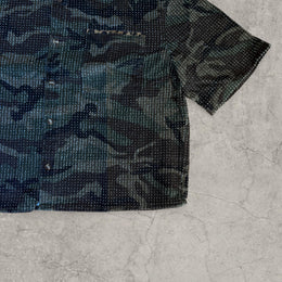 Cool boxy 90s style khaki camo short sleeved shirt.
