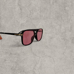 Vintage Aviator Style Pink Tint Sunglasses, Black Frame, Unisex UV400