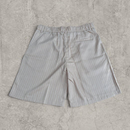 Insane baggy relaxed fit shorts in cream pinstripe with pleats.