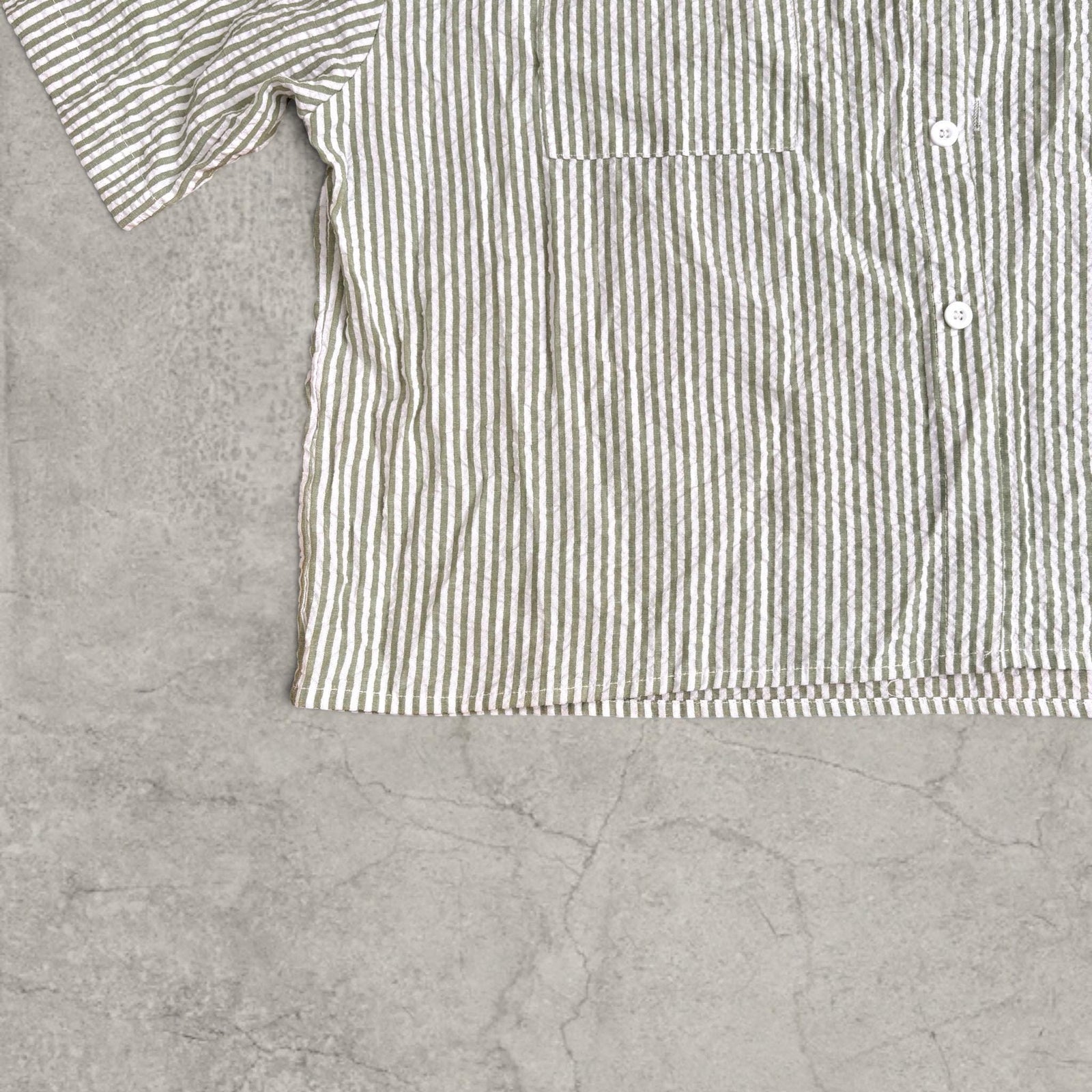 Vintage Green Stripe Tailored Shirt – Scandinavian Style Boxy Top