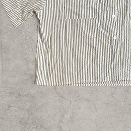 Vintage Green Stripe Tailored Shirt – Scandinavian Style Boxy Top