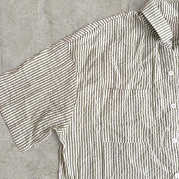 Vintage Green Stripe Tailored Shirt – Scandinavian Style Boxy Top