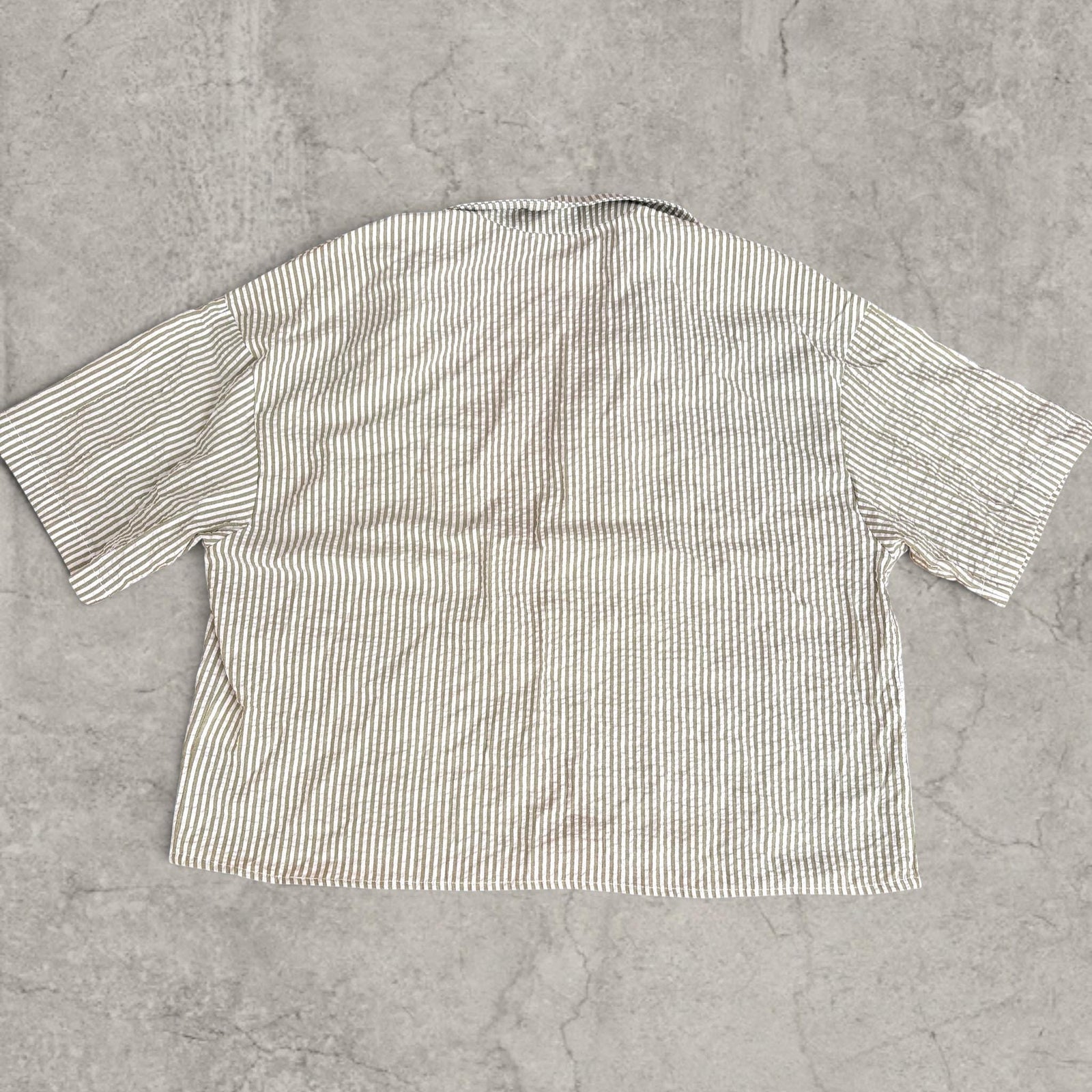 Vintage Green Stripe Tailored Shirt – Scandinavian Style Boxy Top