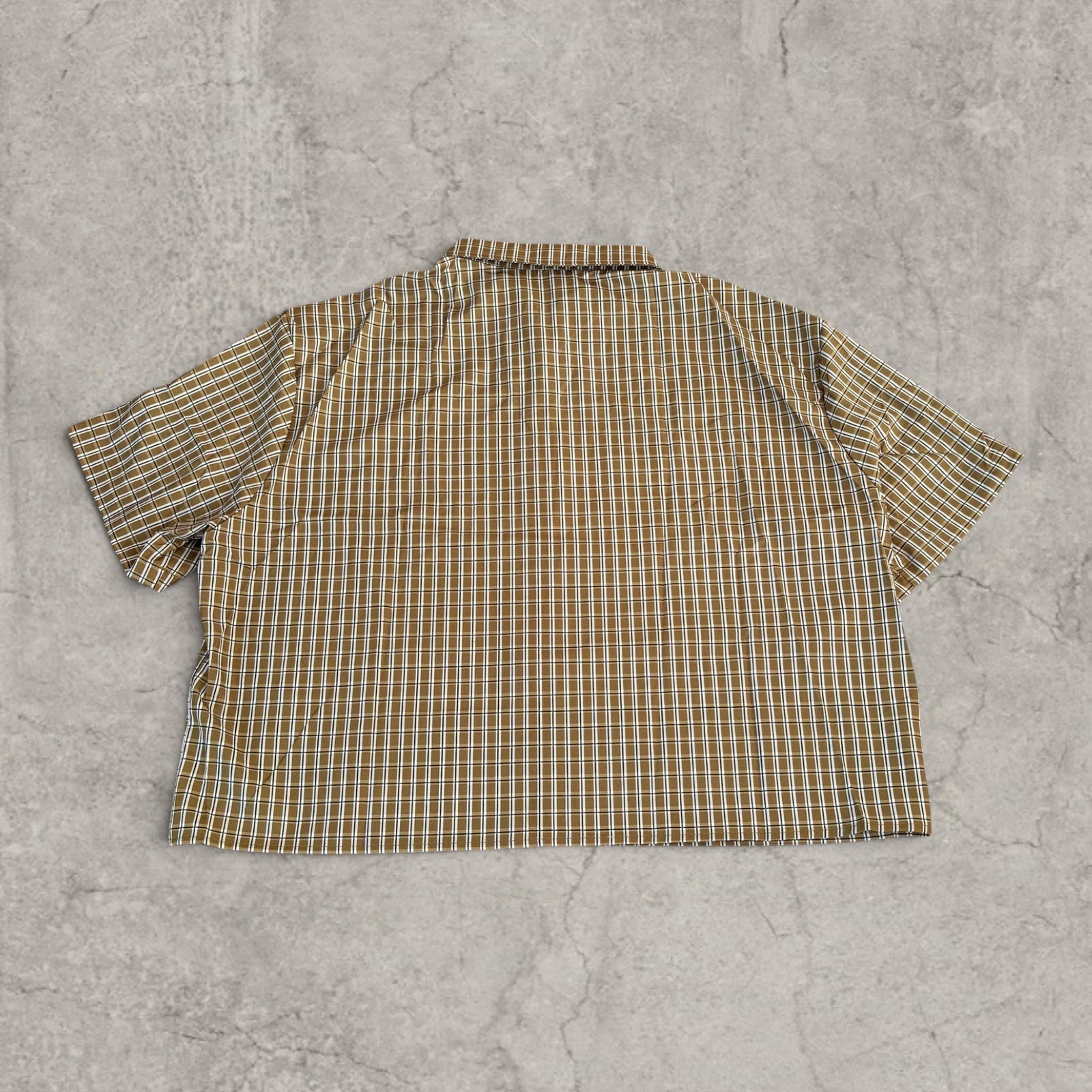Vintage Green White Plaid Short Sleeve Shirt – Boxy Fit Neoprene Scandinavian Style