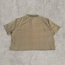 Vintage Green White Plaid Short Sleeve Shirt – Boxy Fit Neoprene Scandinavian Style