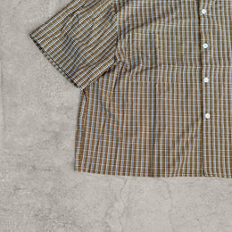 Vintage Green White Plaid Short Sleeve Shirt – Boxy Fit Neoprene Scandinavian Style