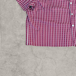 Vintage Red White Striped Boxy Shirt – Scandinavian Style Button-Down