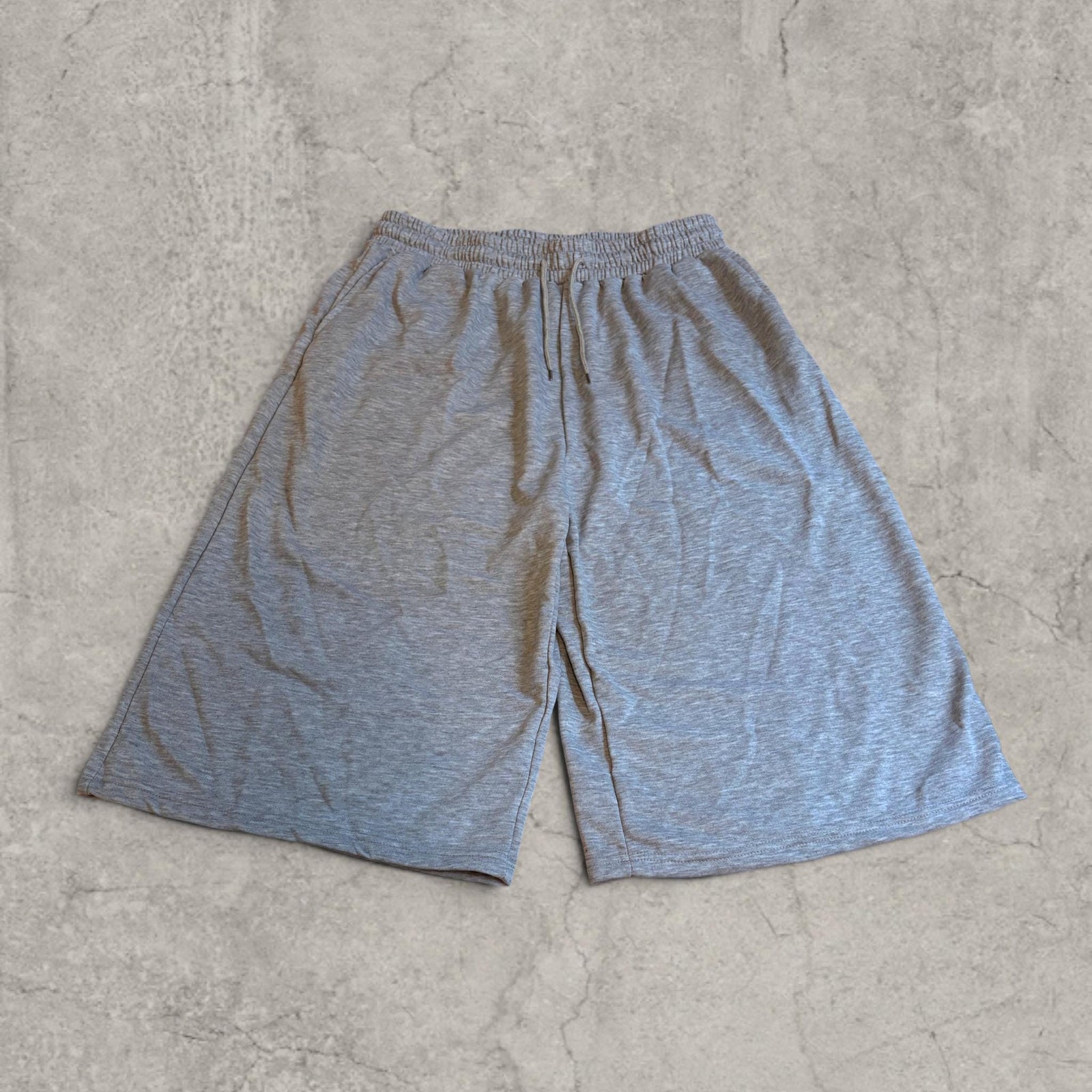 Grey Wide Leg Jersey Shorts: Relaxed Fit, Cotton, Japanese Korean Style
