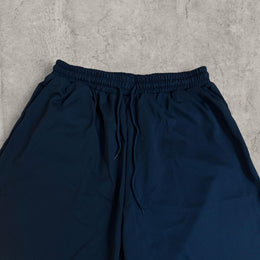 Wide-leg jersey jorts with drawstring waist in black