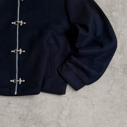Cool Vintage style Military Style Felt Jacket: Black, Silver Clasps, Collared Bomber
