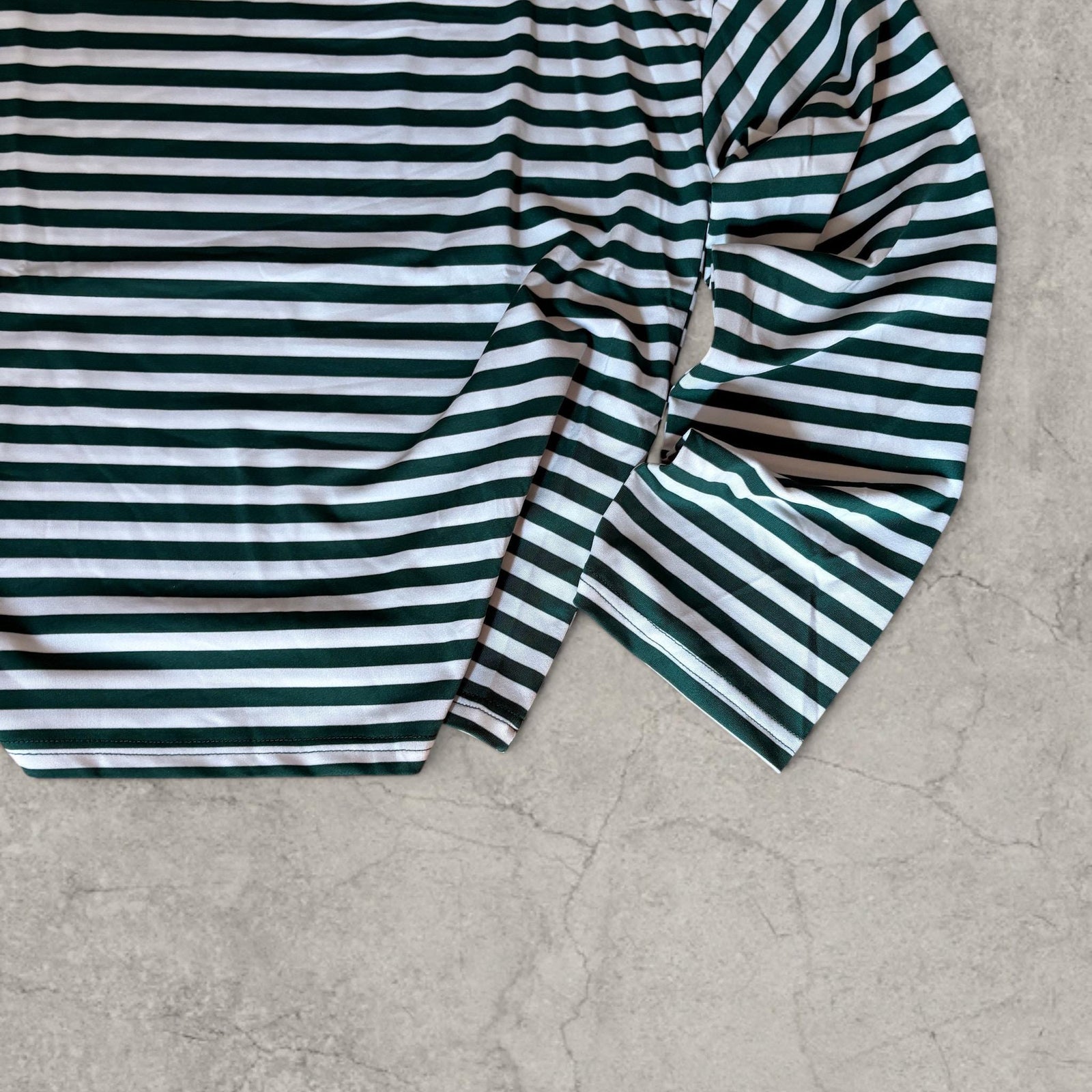 Relaxed fit long sleeve t-shirt top in striped green and white
