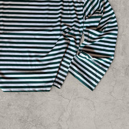 Relaxed fit long sleeve t-shirt top in striped green and white