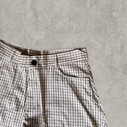 Wide-leg checkered trousers in cream and brown