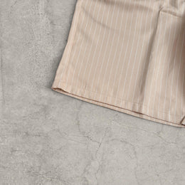 Insane baggy relaxed fit shorts in cream pinstripe with pleats.