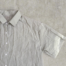 Vintage Green Stripe Tailored Shirt – Scandinavian Style Boxy Top