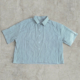 Vintage Green Stripe Tailored Shirt – Scandinavian Style Boxy Top
