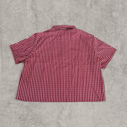 Vintage Red White Striped Boxy Shirt – Scandinavian Style Button-Down