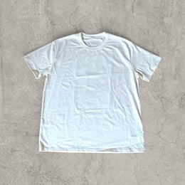 Butter vintage style T-shirt with front graphic in white with blue print.