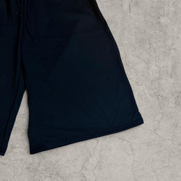 Wide-leg jersey jorts with drawstring waist in black