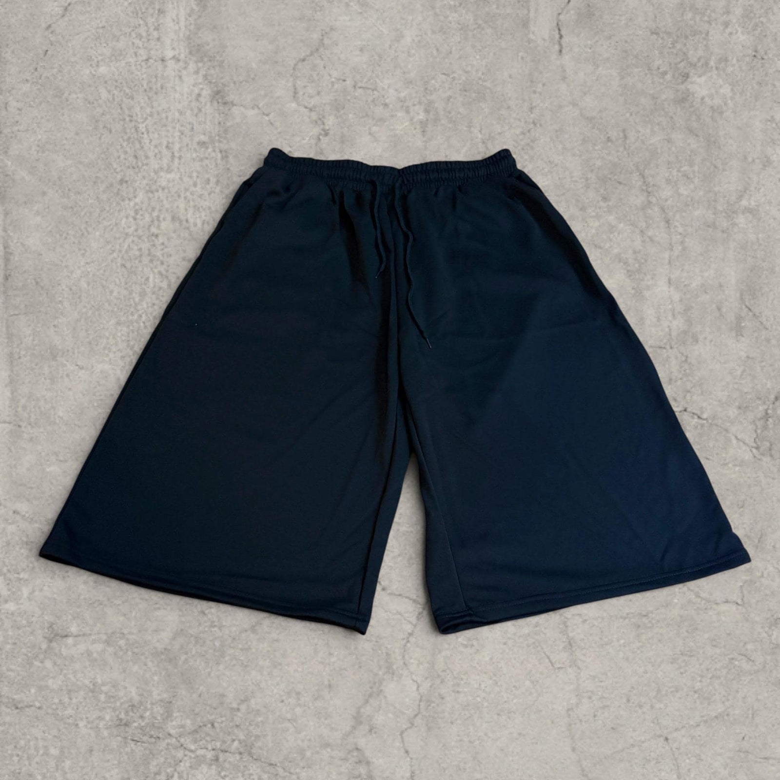 Wide-leg jersey jorts with drawstring waist in black