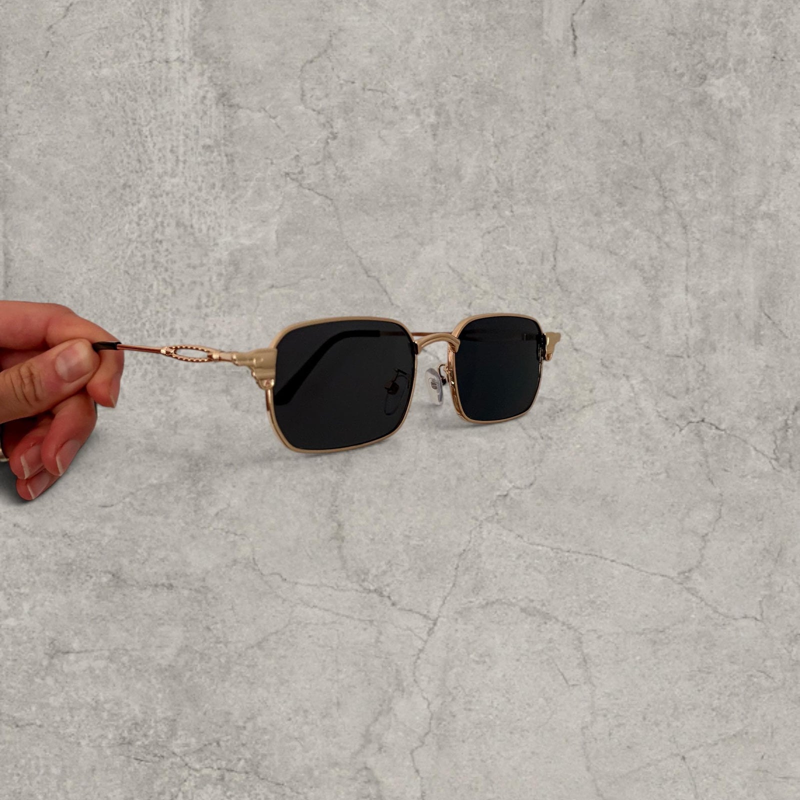 UV400 sunglasses in gold grey with black lenses