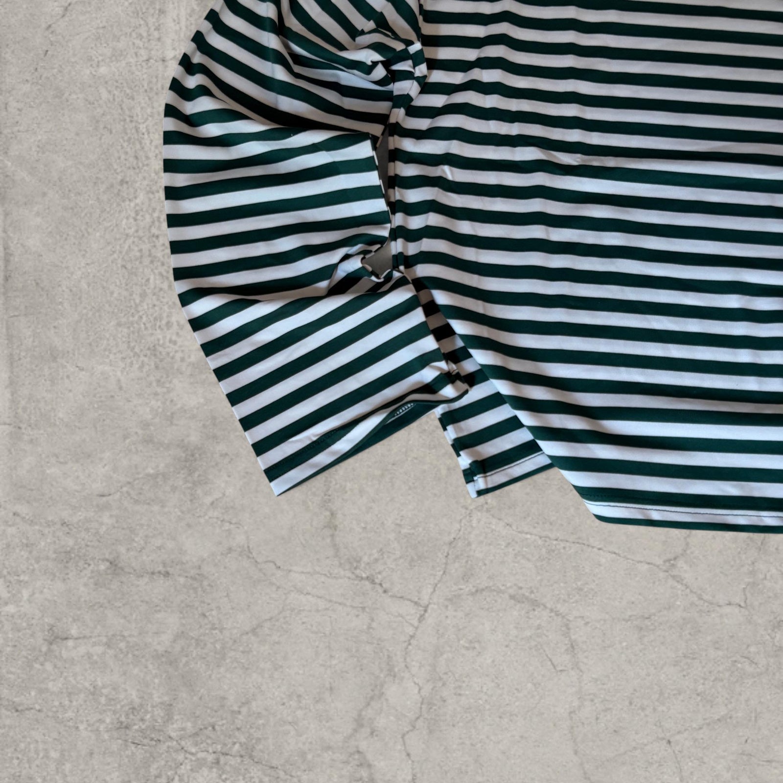 Relaxed fit long sleeve t-shirt top in striped green and white