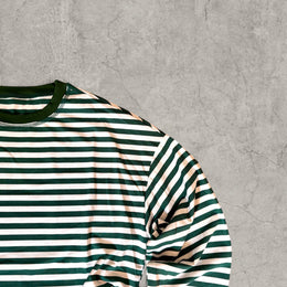 Relaxed fit long sleeve t-shirt top in striped green and white