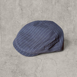 Vintage Plaid Flat Peak Beret Cap in brown with pinstripe. Unisex Style
