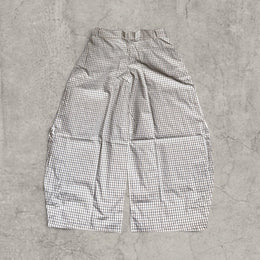 Wide-leg checkered trousers in cream and brown
