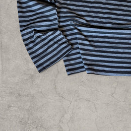 Vintage style relaxed fit long sleeve tshirt top in striped black/grey
