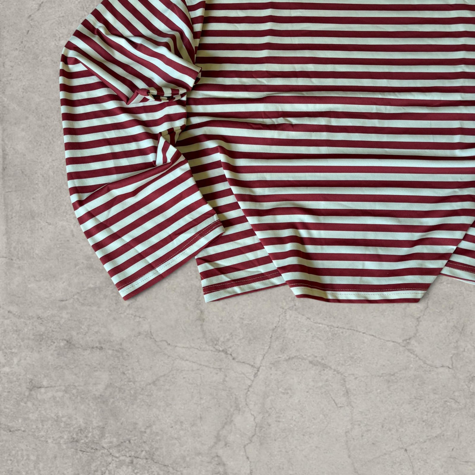 Vintage style relaxed fit long sleeve tshirt top in striped red/white.