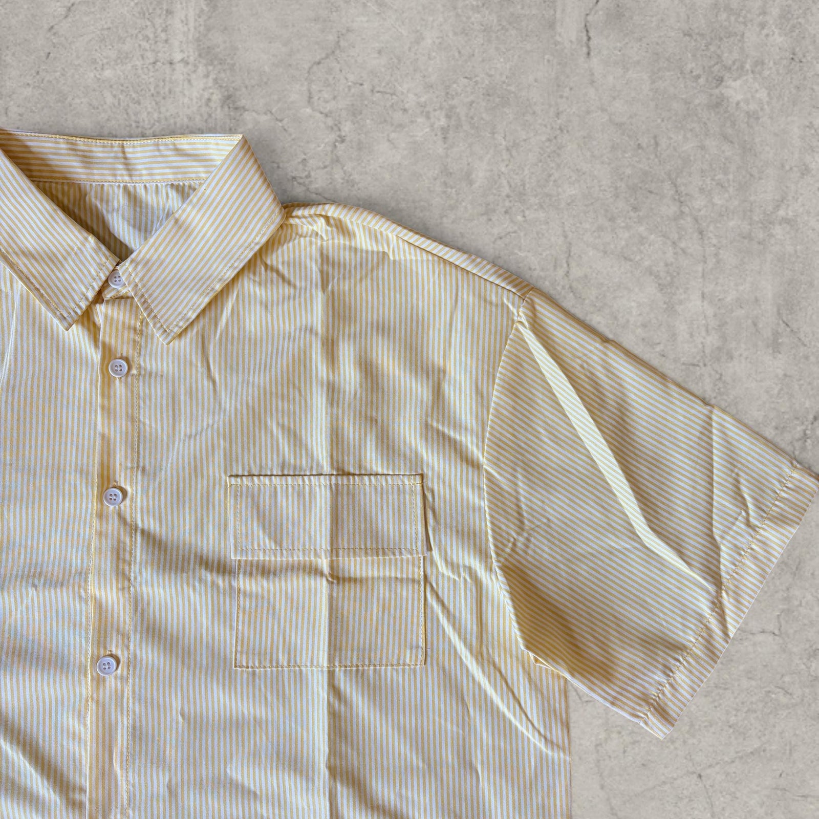 Vintage yellow Stripe Tailored Shirt – Scandinavian Style Boxy Top