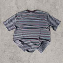 Vintage style relaxed fit short sleeve tshirt top in striped brown/white.