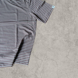 Vintage style relaxed fit short sleeve tshirt top in striped brown/white.