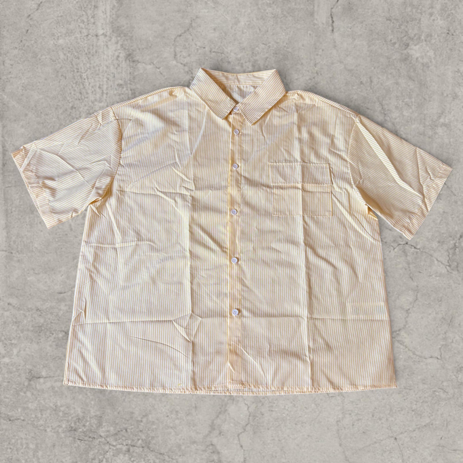 Vintage yellow Stripe Tailored Shirt – Scandinavian Style Boxy Top
