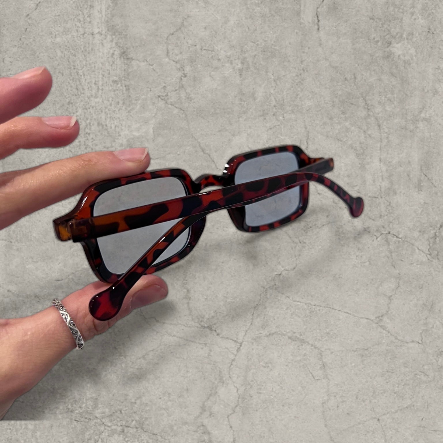 Vintage style blue tinted glasses with brown-black tortoise shell frame