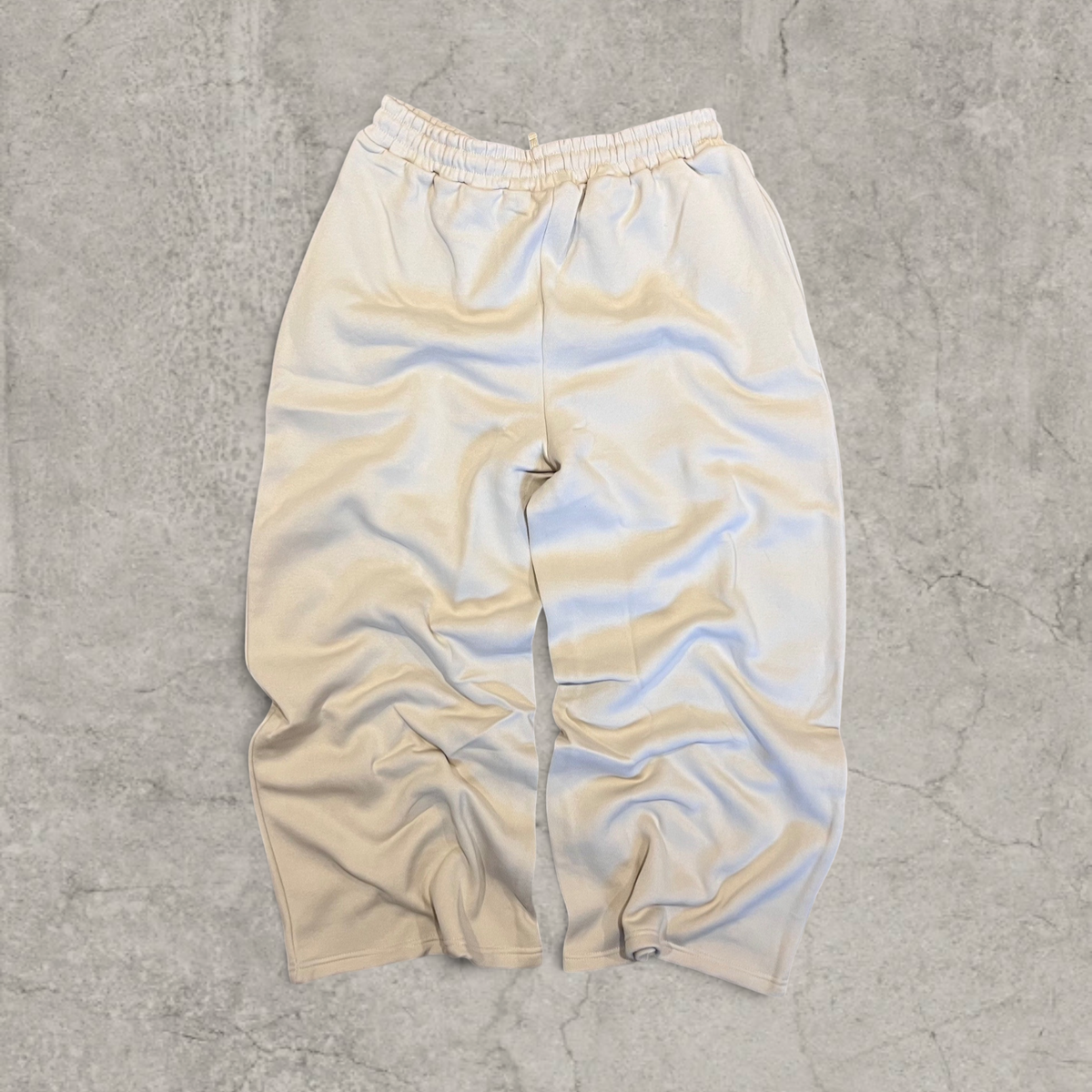 Super baggy wide leg Korean joggers in cream.