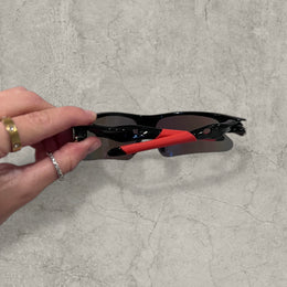Sport sunglasses in black with blue yellow reflective lenses